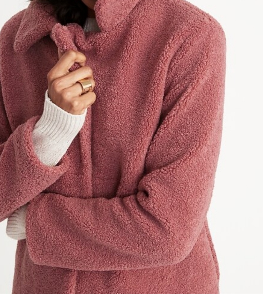 Oversized Mauve Tall Teddy Coat Size XL Tall